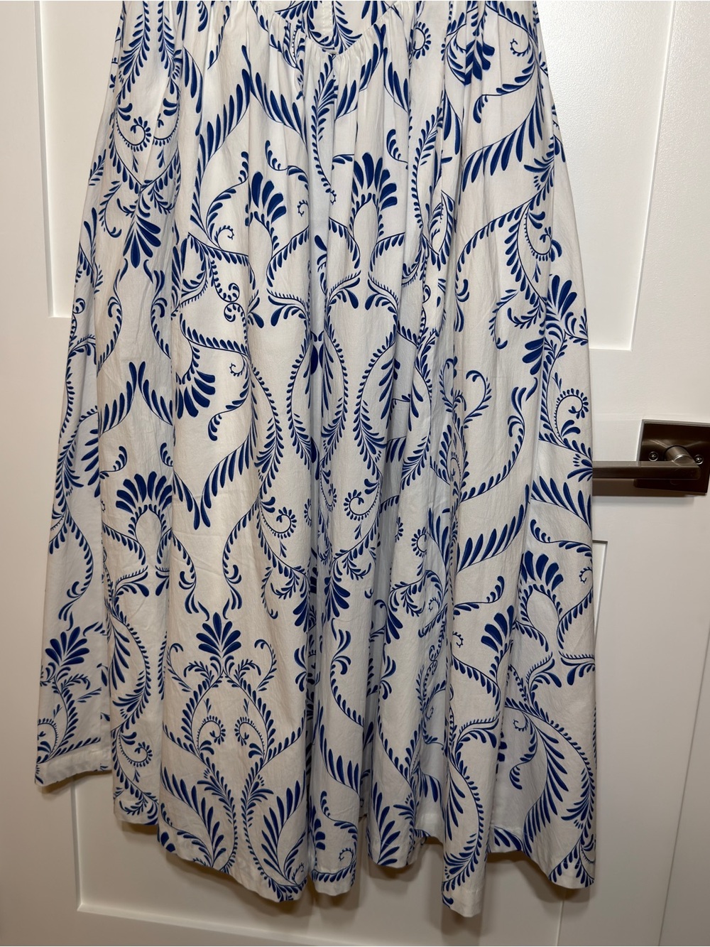 7 For All Mankind White/Blue Floral Square Neck A-Line Midi Zip Dress 10 NWT - Picture 5 of 14